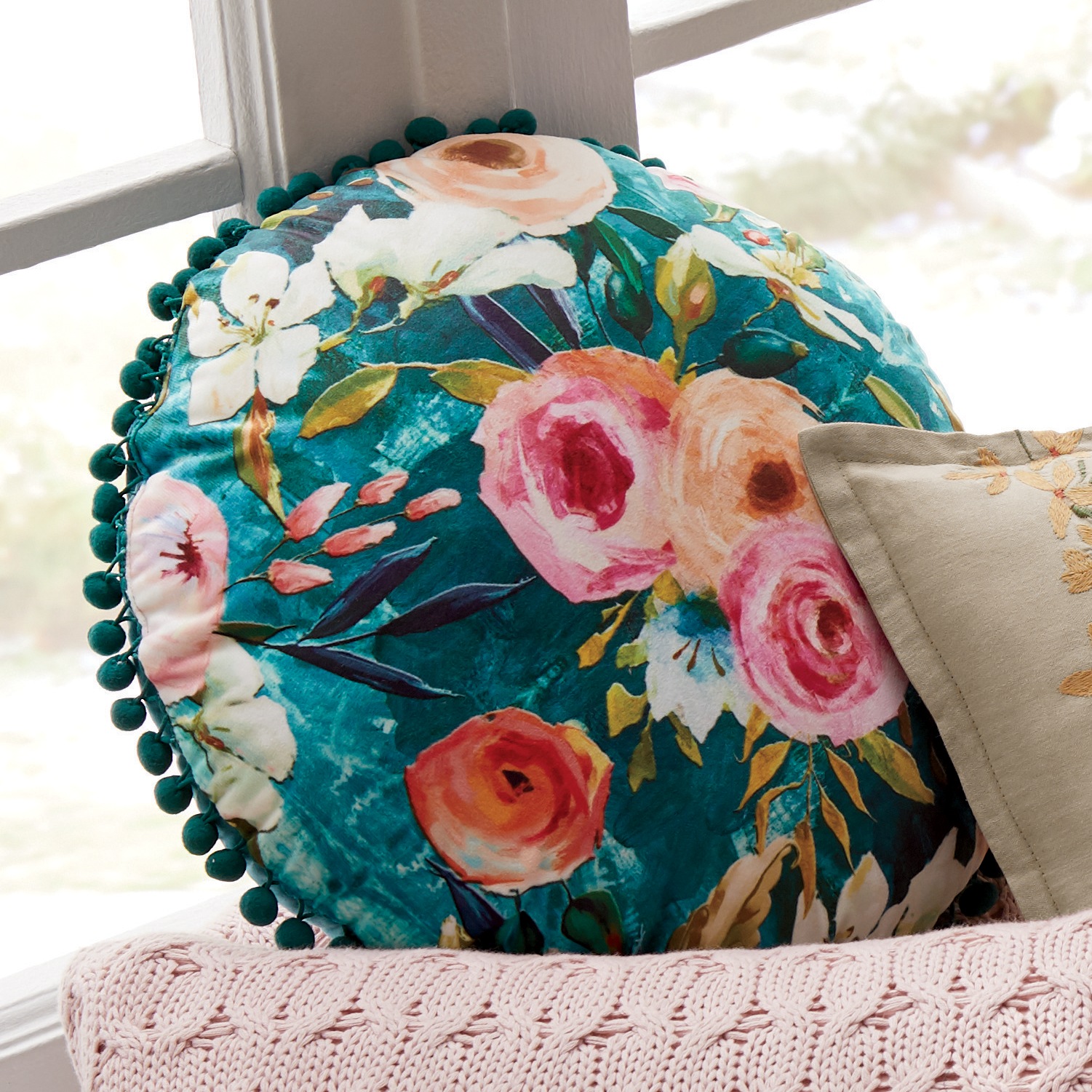 round flower pillow