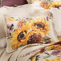 Maren Sunflower Scalloped Quilted Standard Sham, , large