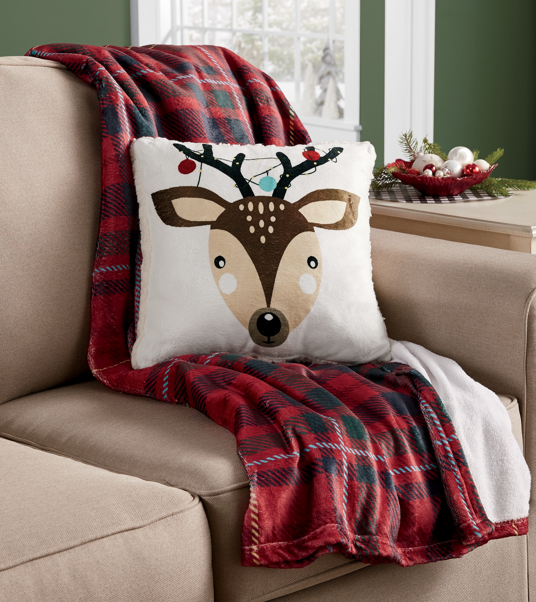 Novelty Plush Throw and Pillow Set Country Door