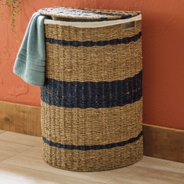 Half-Moon Striped Hamper, , large