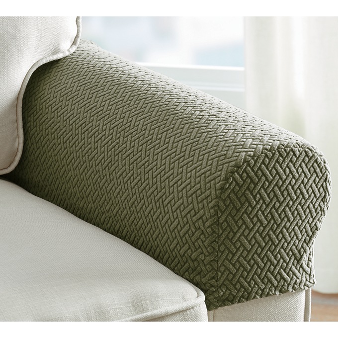 Set of 2 Upholstered Furniture Arm Protectors, Sage, large