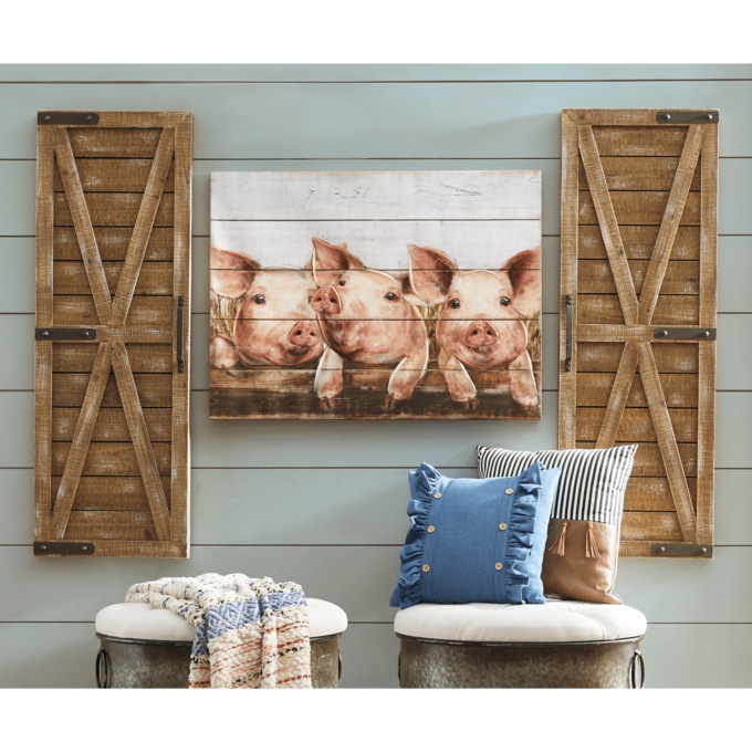 Set of 2 Barn Doors, Brown, large