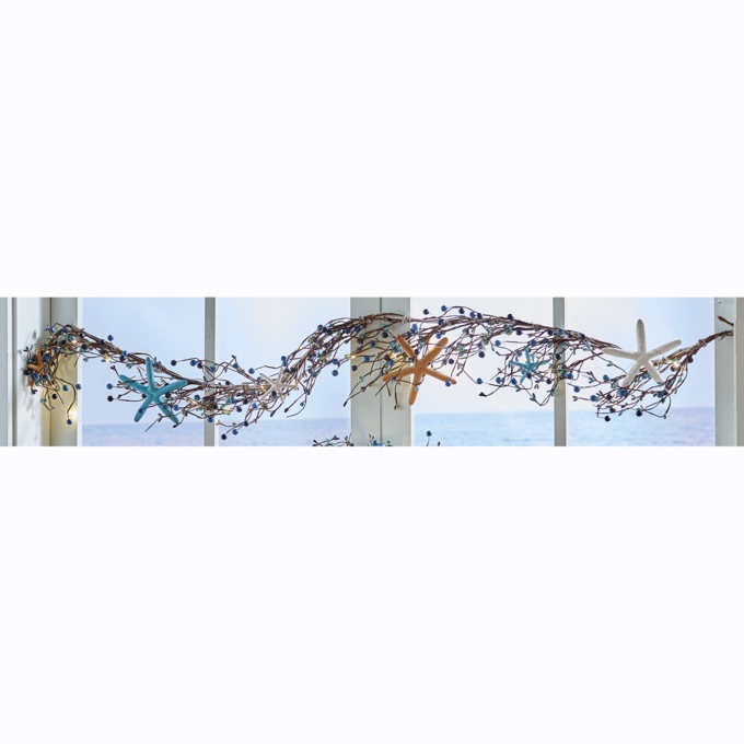 Lit Coastal Berry Garland, , large