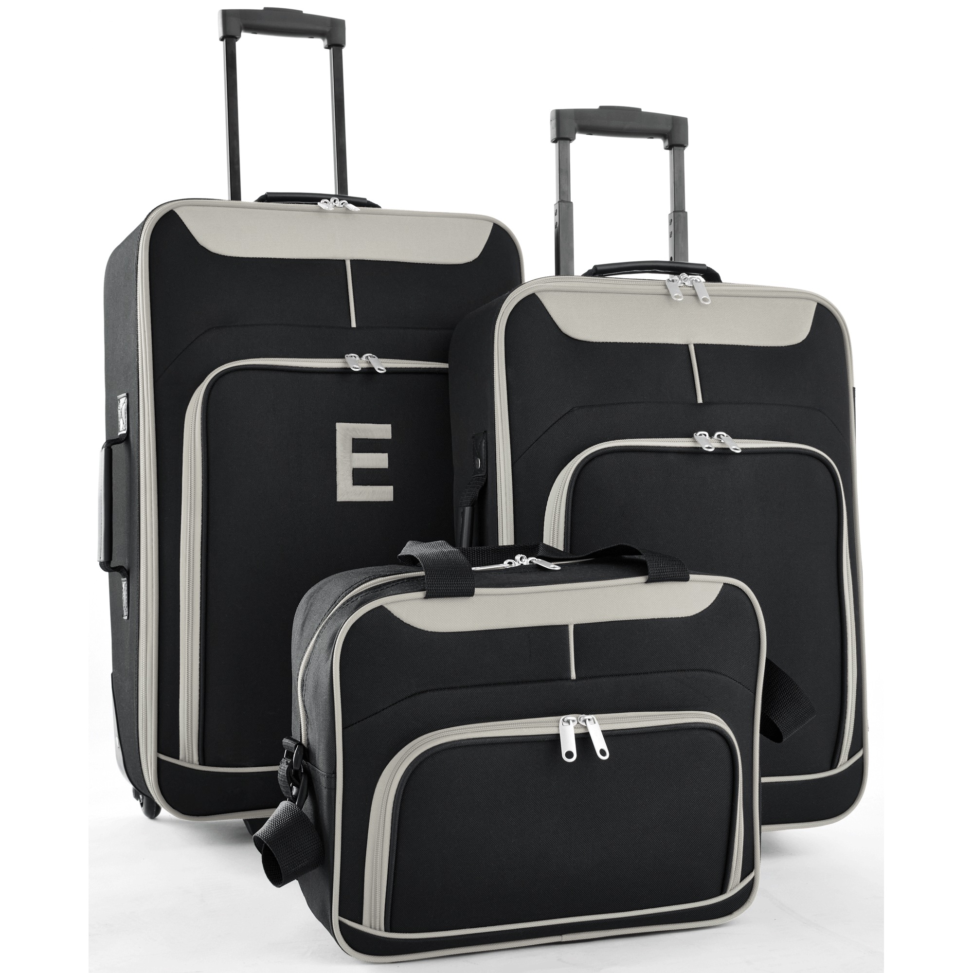 3-Piece Soft-Sided Luggage Set, Gray, large