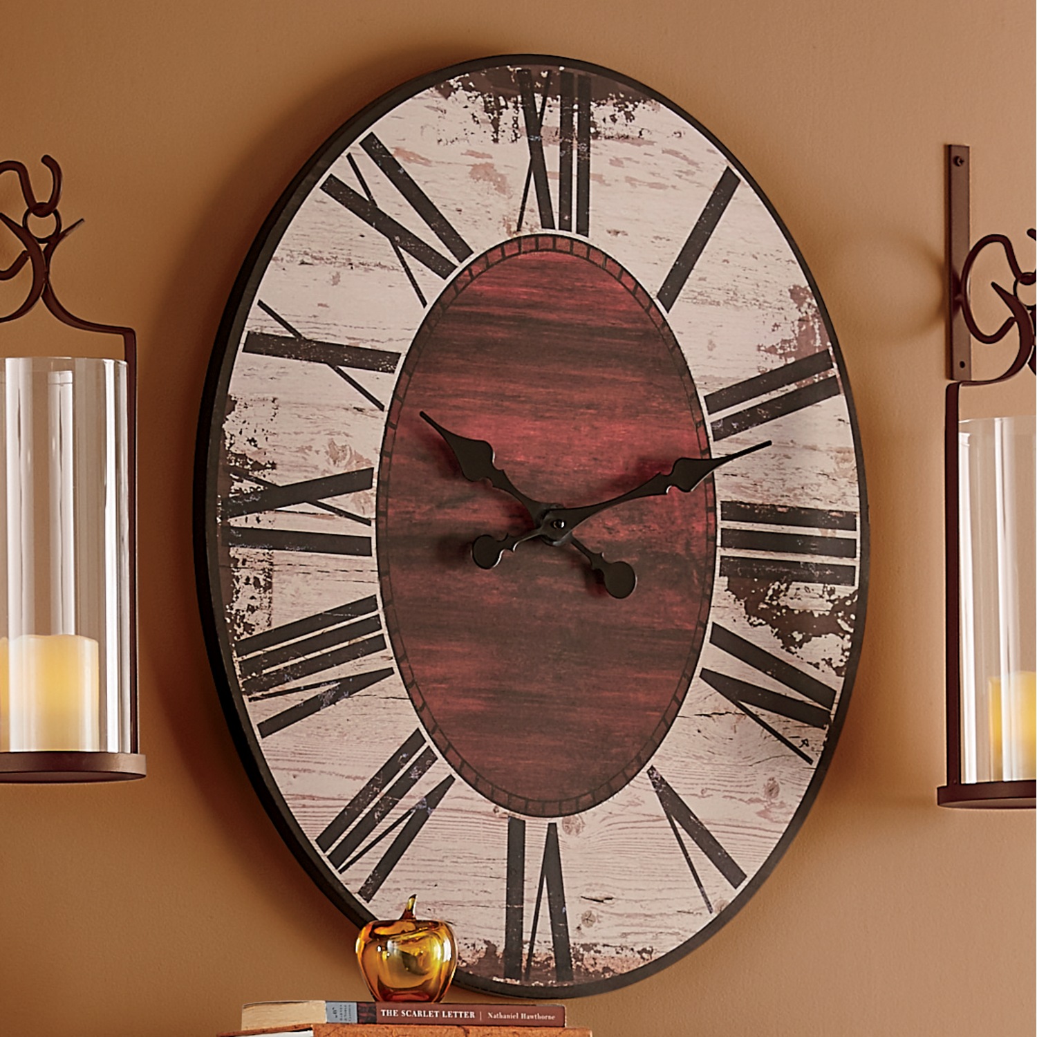 Distressed Oval Clock Country Door