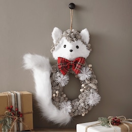 Artic Fox Pinecone Wreath, , large