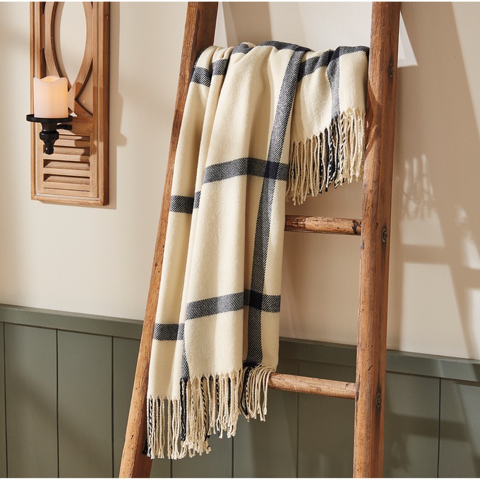 Windowpane Plaid Throw, , large