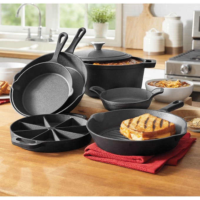 7-Piece Pre-Seasoned Cast Iron Cookware Set, , large