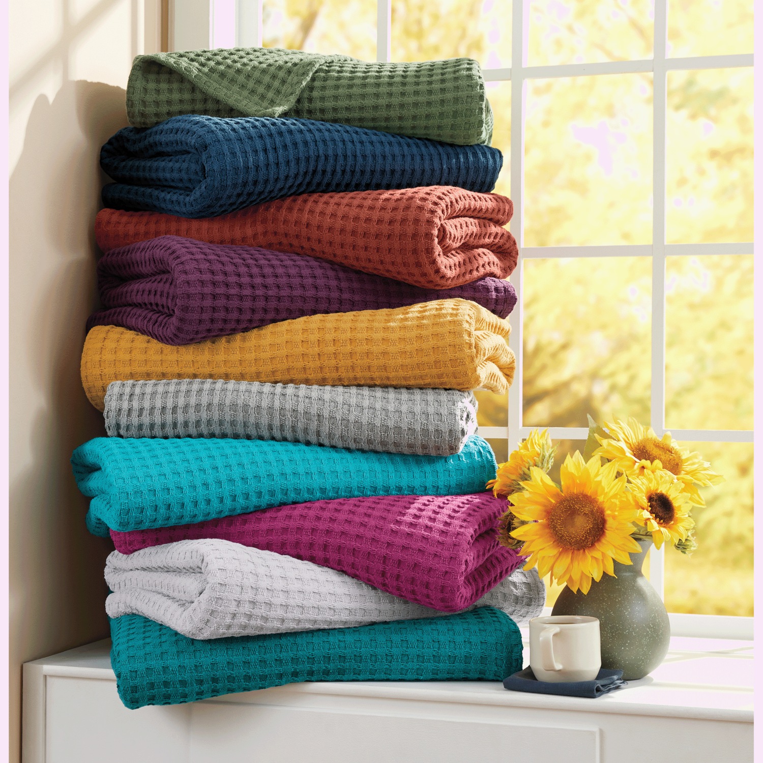Color Connection Cotton Waffle Weave Blanket Country Door