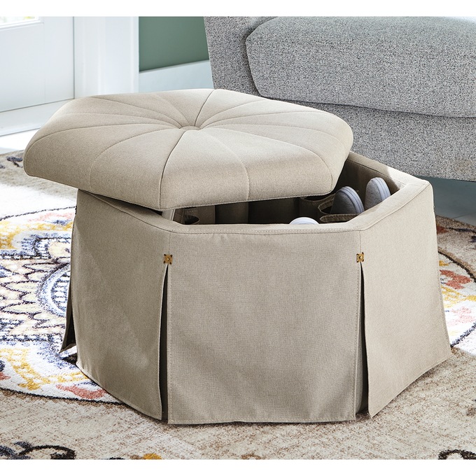 Waverly Shoe Storage Ottoman, , large
