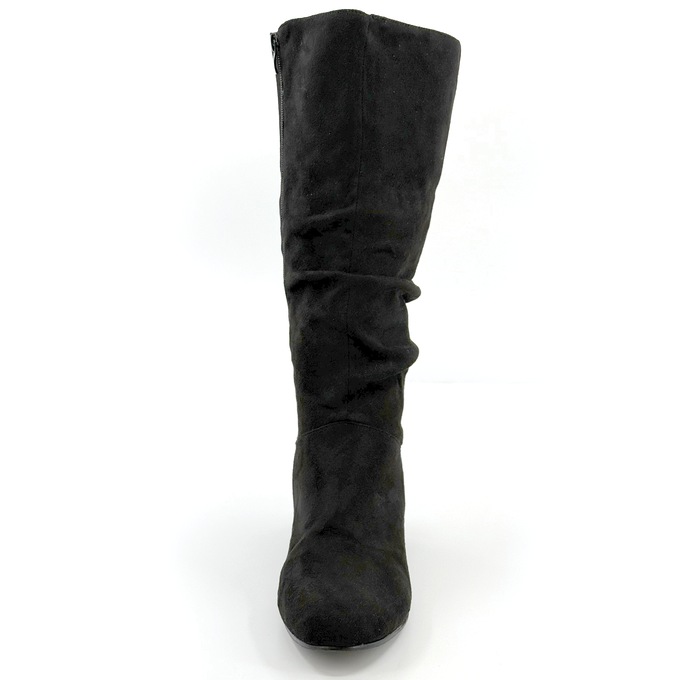 Amanda D'Laurie Tall Scrunch Boot: Rich Faux Suede with 1" Wedge Heel, , large