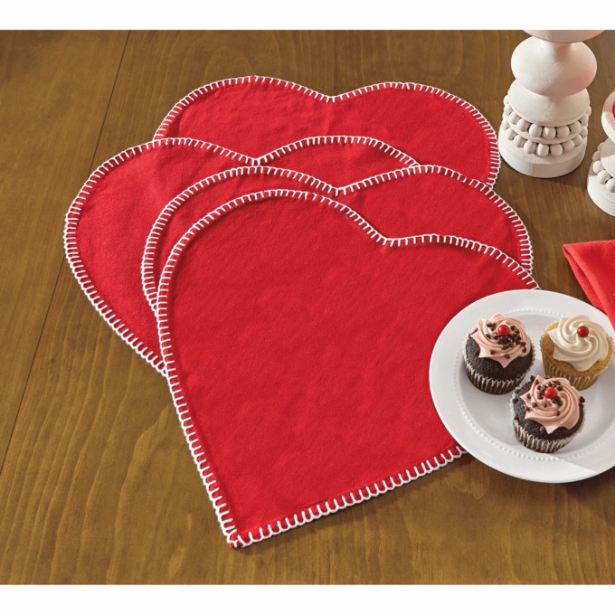 Set of 4 Heart-Shaped Place Mats, , large