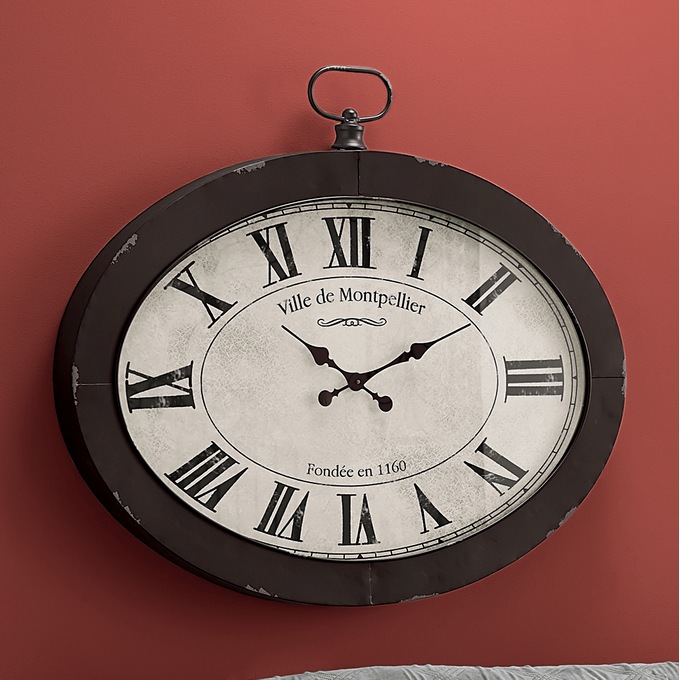 Oval Wall Clock Country Door