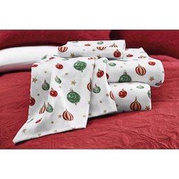Holiday Ornaments Cotton Flannel Sheet Set, , large