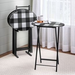 5-Piece Buffalo Check Tray Table Set, , large