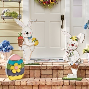 Chunky Wood Cutouts Bunnies and Wood Easter Egg - Buy Both and Save, , large
