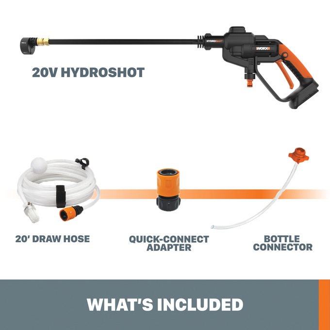 Worx 20V Power Share 4.0Ah Hydroshot Portable Power Cleaner (415 MAX PSI), , large