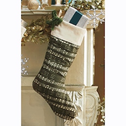 Silent Night Stocking with Velvet Bow, , large