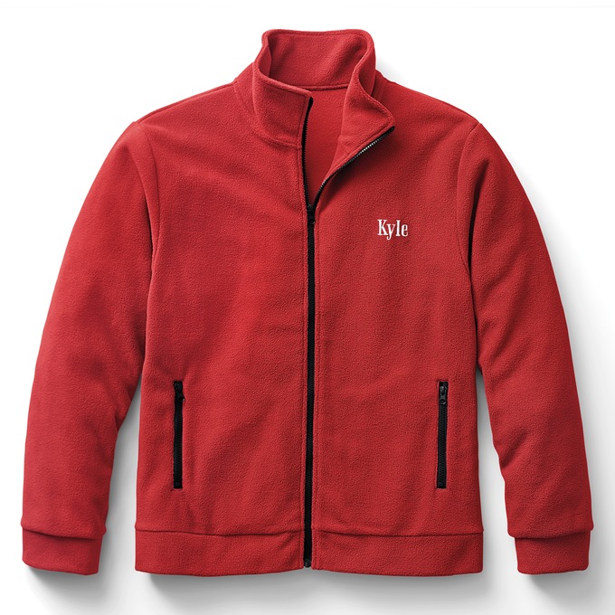 Personalized Men's Fleece Jacket with Front Zipper and Embroidered Name, , large