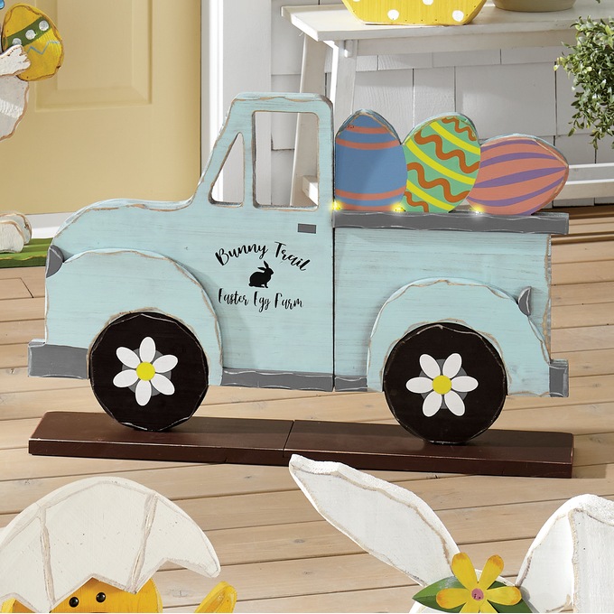 Chunky Wood Cutouts Easter Farmhouse Truck, , large