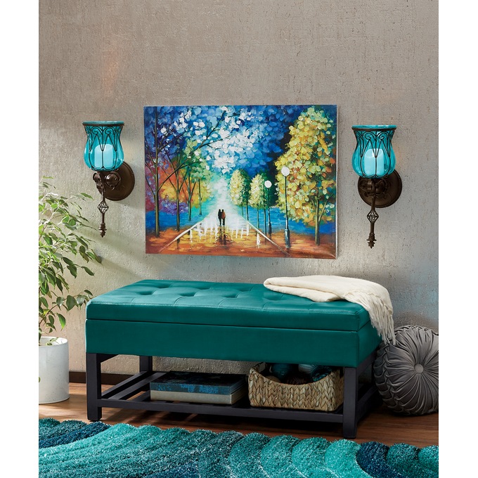 Hudson Storage Bench, Teal, large