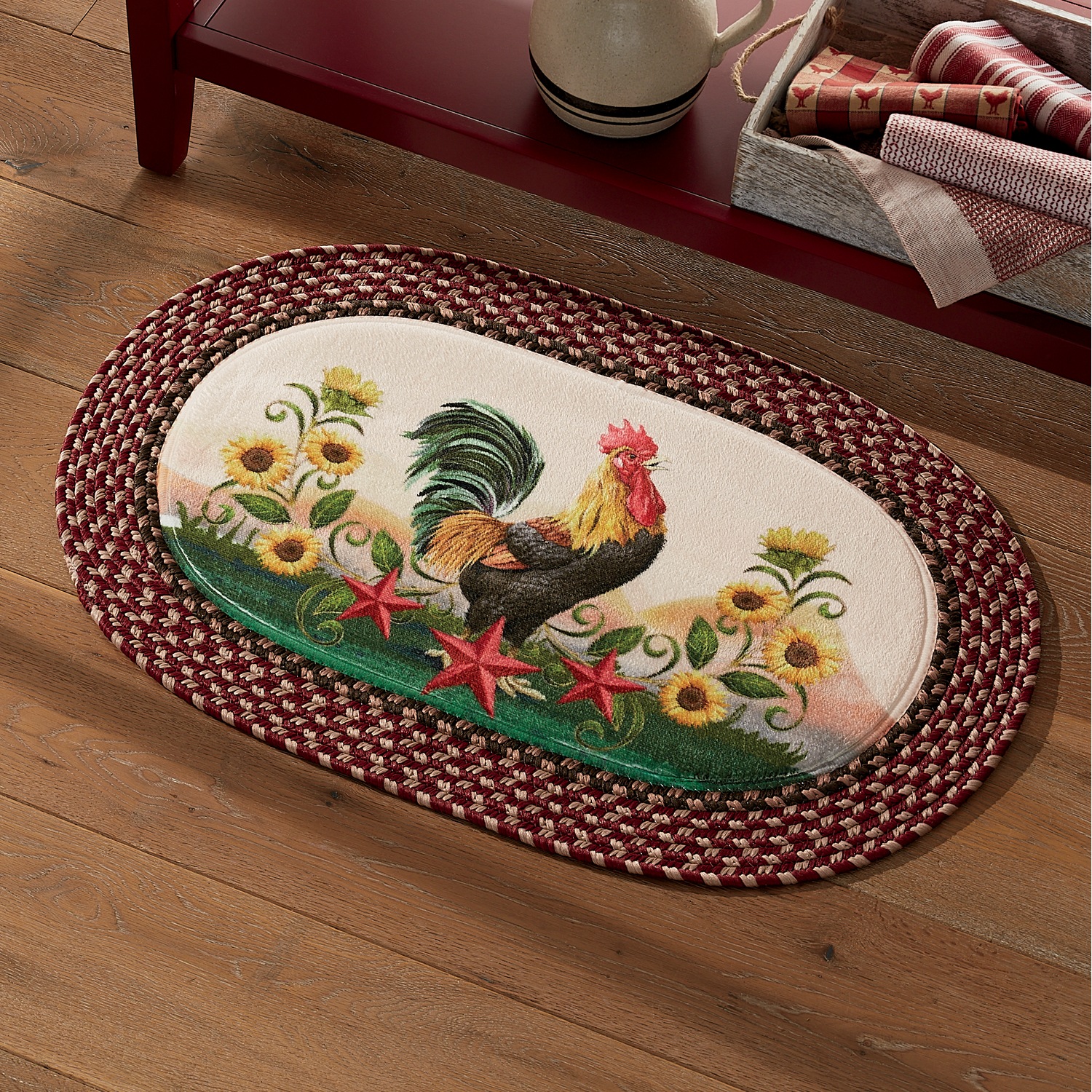 Rooster Braided Kitchen Mat 20" x 30" Country Door