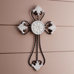 Scroll Metal Wall Cross, , large