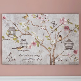 Floral Birdcage Tree Wall Art, , large