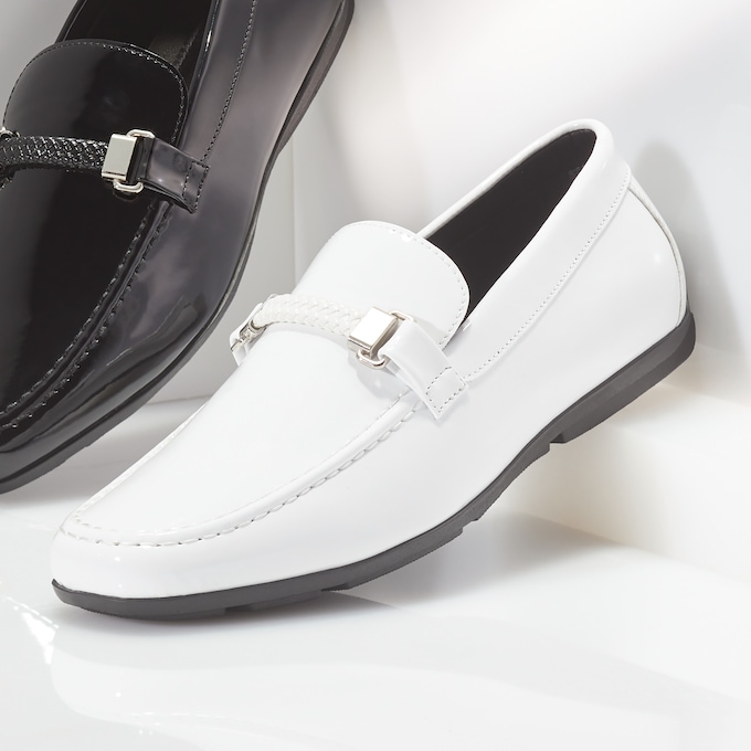 Stacy Adams Sheridan Patent Moc-Toe Bit Slip-On, White Patent, large