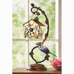 Stained Glass Birdhouse Lamp, , large