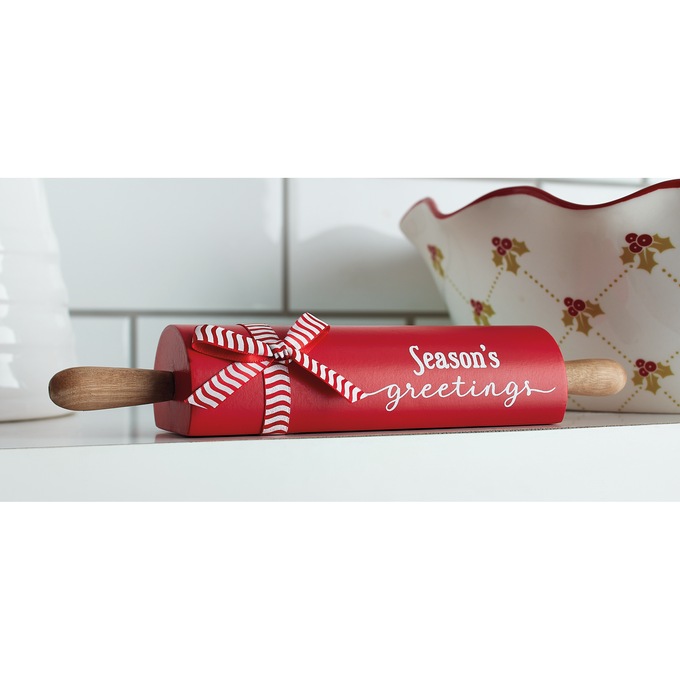 Season’s Greetings Decorative Rolling Pin, , large