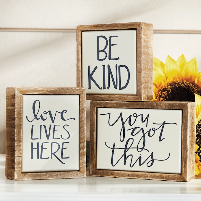 Set of 3 Sentiment Box Signs, , large