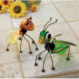 Solar Butterfly and Grasshopper Figurines, , large