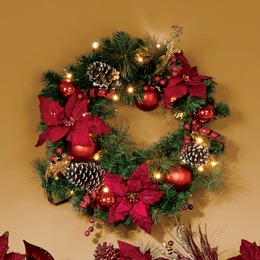 Poinsettia Christmas Wreath, , large