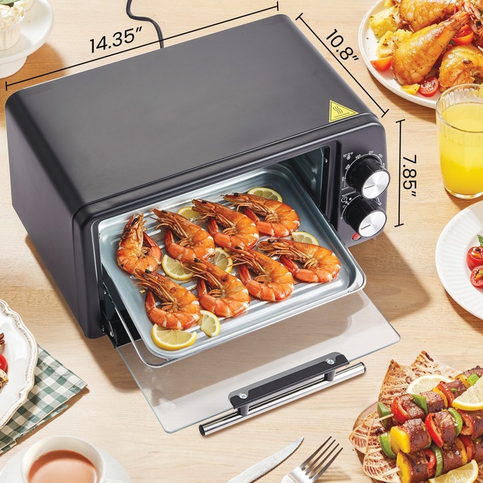 Elite Gourmet 4-Slice Countertop Toaster Oven with Crumb Tray, Black, large