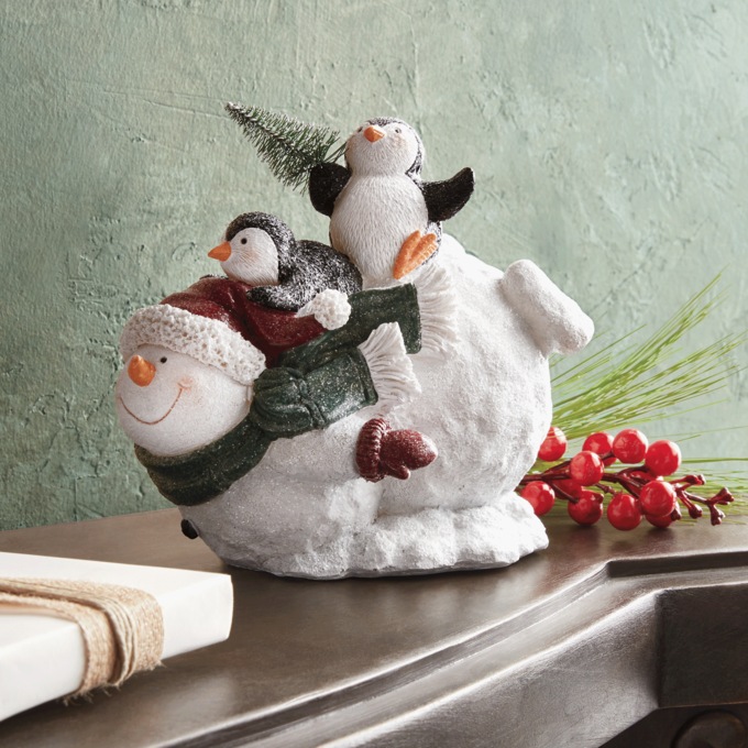 Snowman and Penguin Figurine, , large