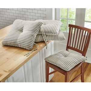 Ticking Stripe Chair Cushion, , large
