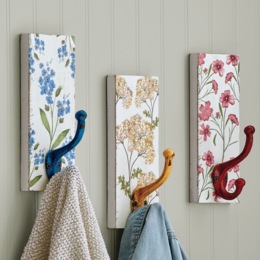 Set of 3 Flea Market Floral Wall Hooks, , large