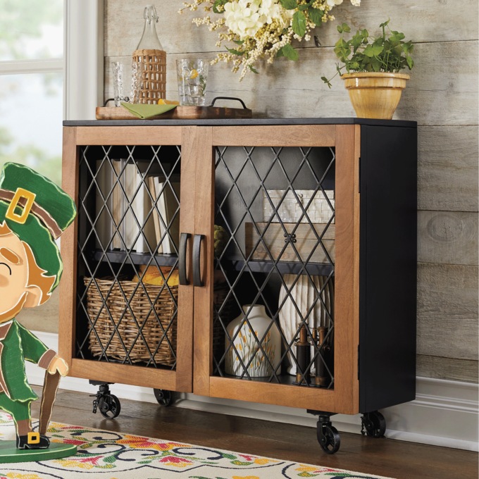 Stroud Mixed-Material Rolling Cabinet, , large