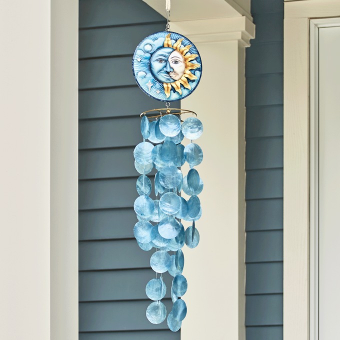 Sun & Moon Capiz Wind Chime, , large