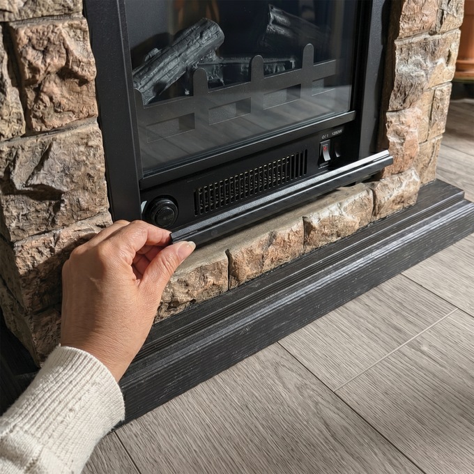 Faux-Stone Electric Fireplace, Rustic, , large