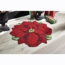 Poinsettia-Shaped Hand-Hooked Mat - 3' diam., , large
