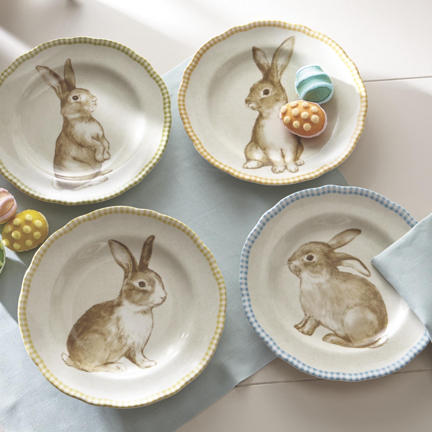Set of 4 Assorted Bunny Plates Country Door