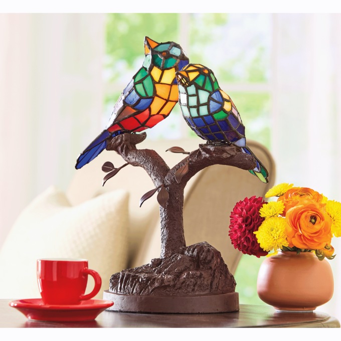 Stained Glass Figural Bird Lamp, , large