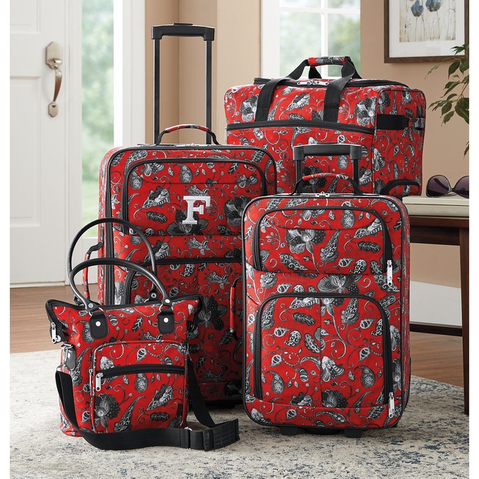 4-Piece Vintage Floral Luggage Set, , large