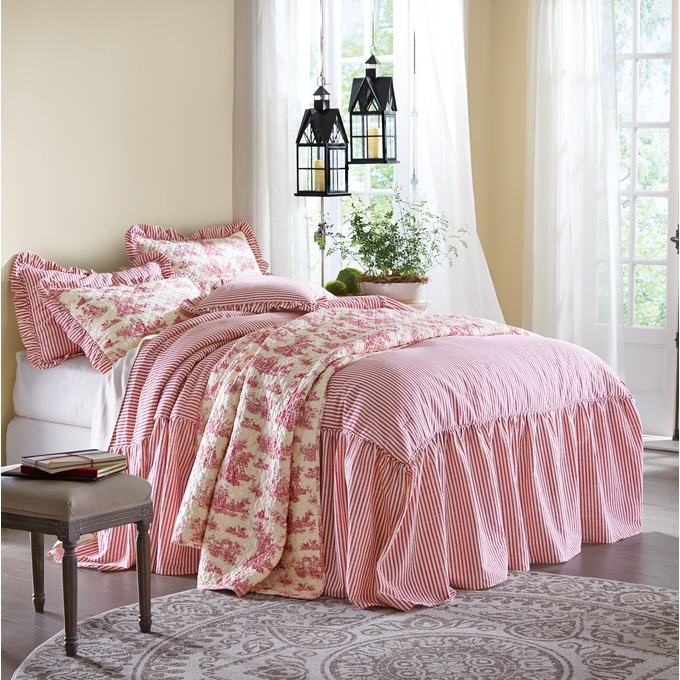 Ticking Stripe Ruffled Bedspread Country Door - Ticking Stripe Bedding Ticking Stripe Ruffled Bedspread Country Door - Ticking Stripe Bedding