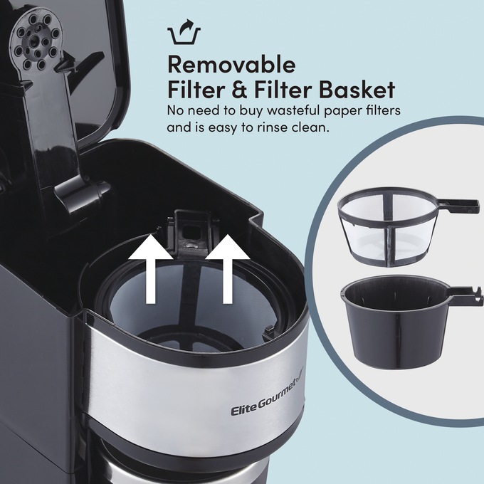 Elite Gourmet 1-Cup Coffee Maker with Mug, , large