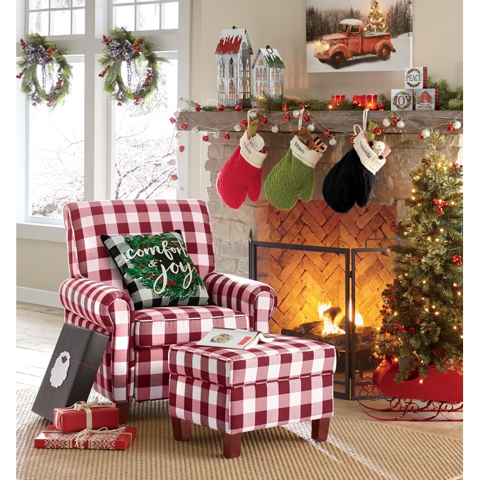 Buffalo Check Armchair and Ottoman Country Door