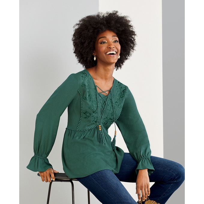 Ginger Spice Peasant Top, , large