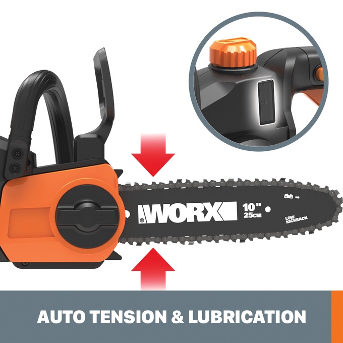 Worx 20V Power Share 10-Inch Cordless Chainsaw With Auto-Tension (Tool Only), , large